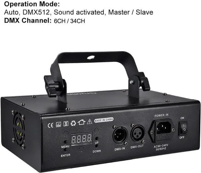 Alt view image 5 of 6 - DJ Lights Party Lights, Gruolin RGB Full Color Laser Stage Light Music Sound Activated & DMX Control Patterns Projector, Perfect for Party Disco Bar Club Stage & DJ Lighting