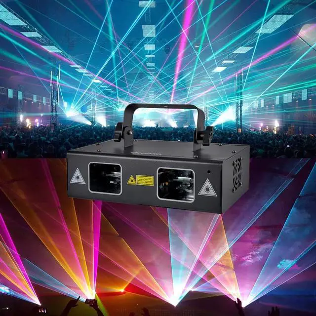 Alt view image 6 of 6 - DJ Lights Party Lights, Gruolin RGB Full Color Laser Stage Light Music Sound Activated & DMX Control Patterns Projector, Perfect for Party Disco Bar Club Stage & DJ Lighting