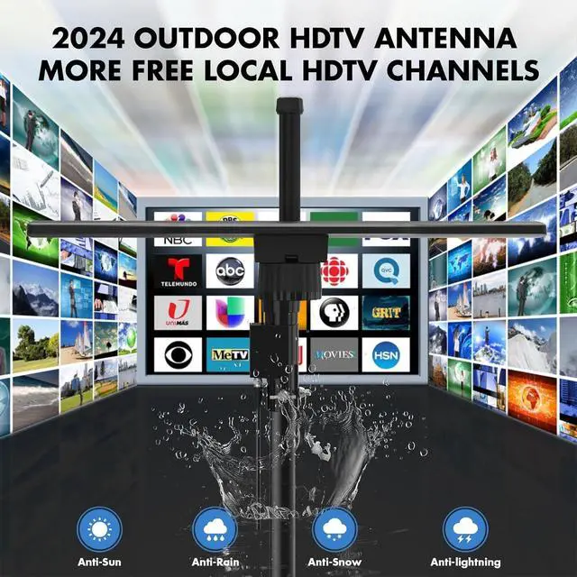 Alt view image 2 of 7 - Digital HD TV Antenna Outdoor, 1600+ Miles Long Ranges, Directional 360 Degree Rotation,Outdoor TV Antenna for Smart TV,Support 2 TVs-8K 4K 1080p All Smart/Old TVs VHF UHF-35ft HDTV Cable