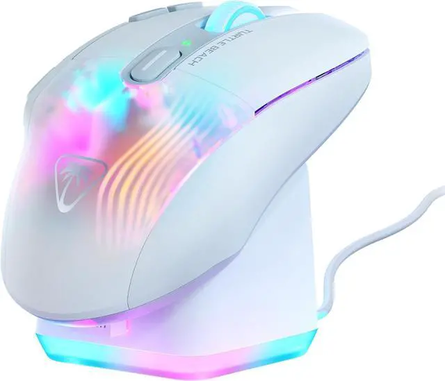 Main image of Turtle Beach Kone XP Air Wireless Customizable Ergonomic RGB Gaming Mouse, Bluetooth, 19K DPI Optical Sensor, 100-hour Battery & Charging Dock, 29 Programmable Inputs & RGB Lighting, 4D Wheel  White