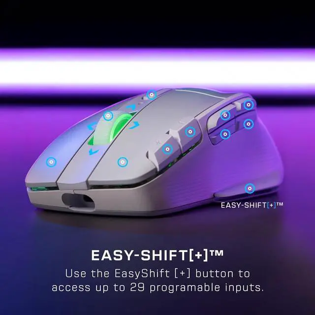 Alt view image 2 of 7 - Turtle Beach Kone XP Air Wireless Customizable Ergonomic RGB Gaming Mouse, Bluetooth, 19K DPI Optical Sensor, 100-hour Battery & Charging Dock, 29 Programmable Inputs & RGB Lighting, 4D Wheel  White