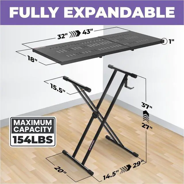 Alt view image 2 of 6 - Stands Expandable DJ Table Stand Portable Audio Mixer Stand - DJ Stand for Laptop & Controller - Midi Keyboard Stand & Synth Stand - DJ Booth Portable X Style Keyboard Stand & Tabletop DJ Desk