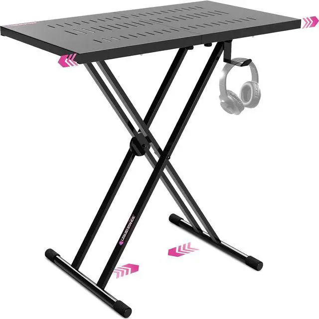 Main image of Stands Expandable DJ Table Stand Portable Audio Mixer Stand - DJ Stand for Laptop & Controller - Midi Keyboard Stand & Synth Stand - DJ Booth Portable X Style Keyboard Stand & Tabletop DJ Desk