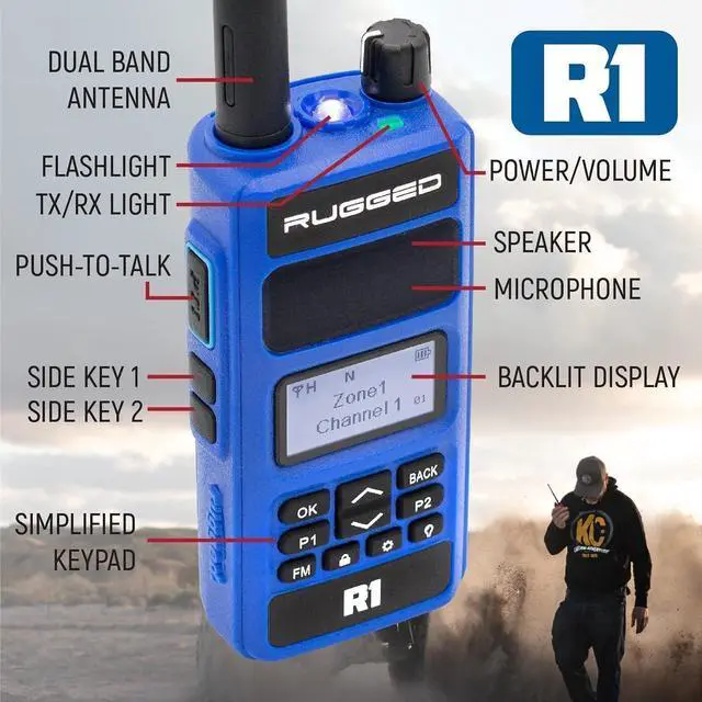 Alt view image 3 of 7 - Two Way 5W Handheld Radio Walkie Talkie for Business Schools Churches Construction - Features Digital and Analog Capabilities Long Range Antenna Dual Band VHF UHF and USB Charger (R1)