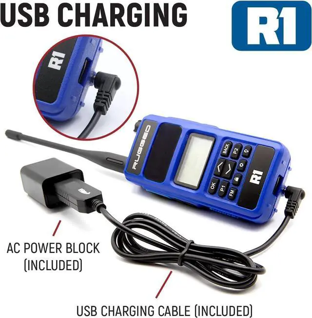 Alt view image 7 of 7 - Two Way 5W Handheld Radio Walkie Talkie for Business Schools Churches Construction - Features Digital and Analog Capabilities Long Range Antenna Dual Band VHF UHF and USB Charger (R1)