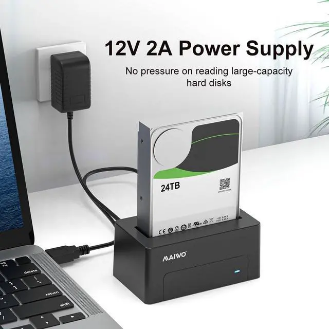 Alt view image 5 of 7 - SAS to USB 3.0 Adapter, SAS SATA Hard Drive Enclosure Reader for 2.5 3.5 Inch HDD SSD, 24TB Capacity, External Hard Drive Docking Station with 12V/2A Power, Tool Free
