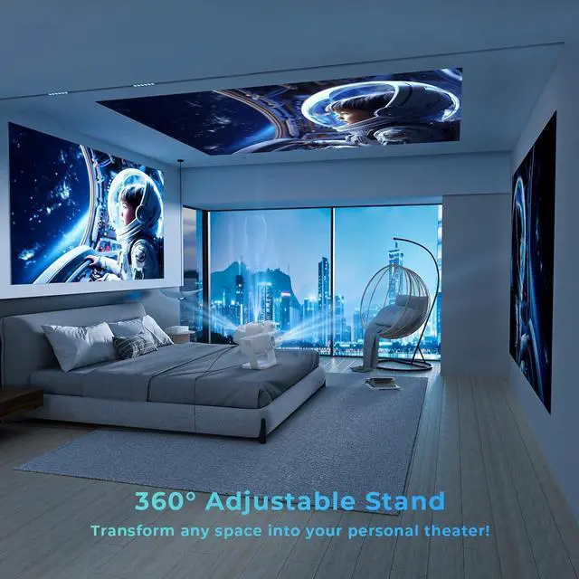 Alt view image 2 of 7 - Projector with WiFi and Bluetooth,Mini-Projector: [550 ANSI & 360°Adjustable-Stand & Electric Focus & Auto Keystone],Lisowod L02 2025 Upgrade Portable 1080P Outdoor Movie Projector for Phone/TV Stick