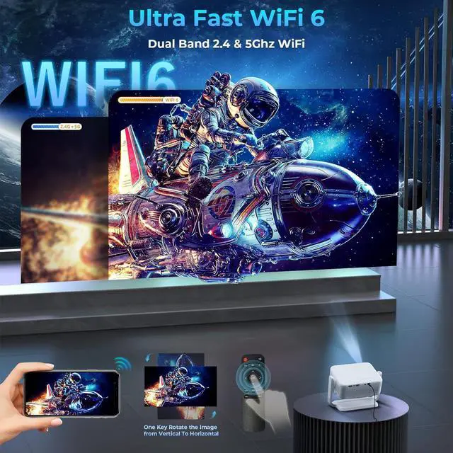 Alt view image 5 of 7 - Projector with WiFi and Bluetooth,Mini-Projector: [550 ANSI & 360°Adjustable-Stand & Electric Focus & Auto Keystone],Lisowod L02 2025 Upgrade Portable 1080P Outdoor Movie Projector for Phone/TV Stick