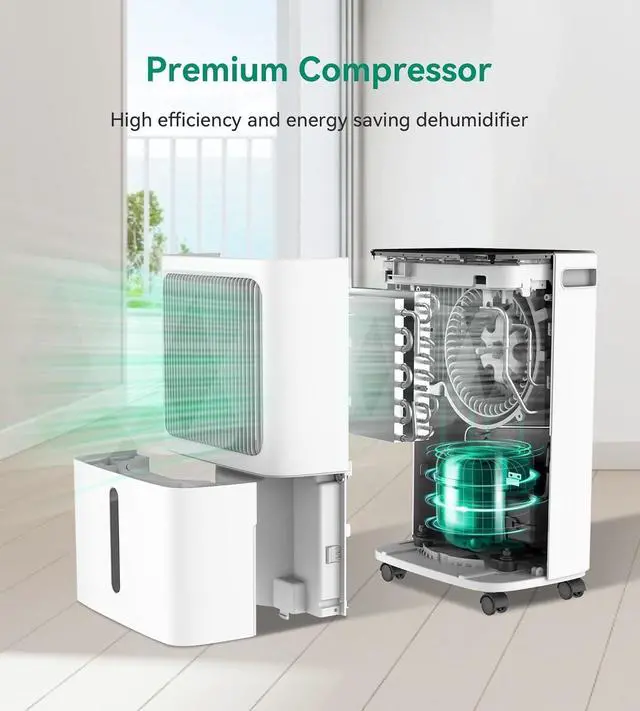 Alt view image 2 of 7 - 2500 Sq.Ft Dehumidifiers for Home with Drain Hose Max 34 Pints, VEAGASO Dehumidifier for Basement, Large Room, Bathroom, Bedroom, Three Modes, ligent Humidity Control, Dry Clothes, 24HR Timer