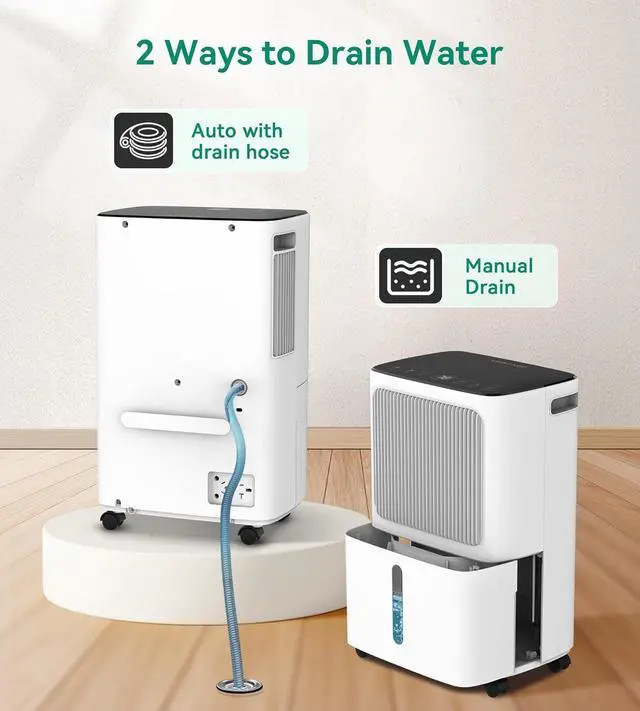 Alt view image 5 of 7 - 2500 Sq.Ft Dehumidifiers for Home with Drain Hose Max 34 Pints, VEAGASO Dehumidifier for Basement, Large Room, Bathroom, Bedroom, Three Modes, ligent Humidity Control, Dry Clothes, 24HR Timer
