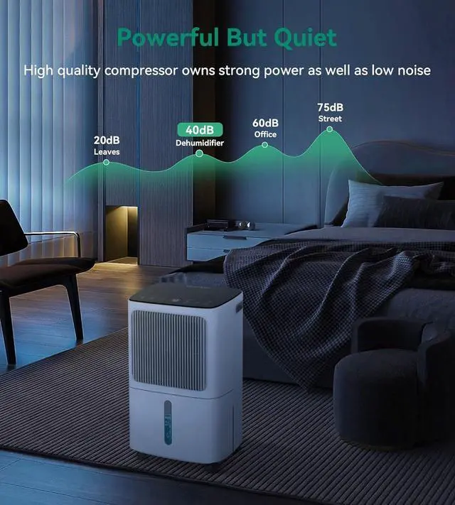 Alt view image 7 of 7 - 2500 Sq.Ft Dehumidifiers for Home with Drain Hose Max 34 Pints, VEAGASO Dehumidifier for Basement, Large Room, Bathroom, Bedroom, Three Modes, ligent Humidity Control, Dry Clothes, 24HR Timer
