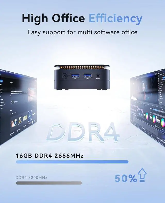 Alt view image 6 of 7 - Mini PC Computer,  Processor N97 (up to 3.6 GHz), 16GB DDR4 RAM 256GB M.2 SSD, Mini Desktop Computer Support Dual 4K, WiFi, Bluetooth, Ethernet, HTPC for Business, Education, Home
