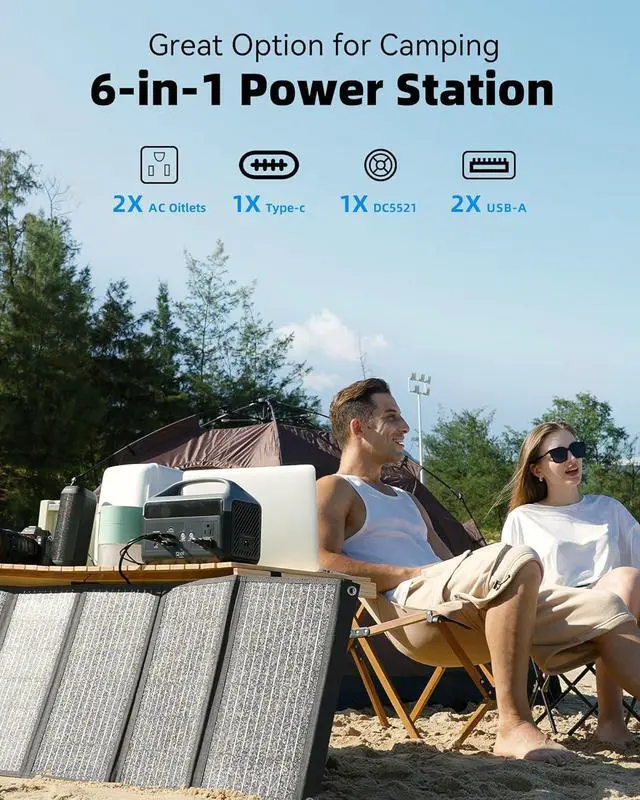 Alt view image 4 of 7 - Portable Power Station 56000mAh, 179.2Wh LiFePO4 Battery Backup w/ 2 300W (Peak 600W) AC Outlets, 1.5hrs Fast Charging, Power Bank for Hurricane Emergency/Outdoor Camping/RVs/Home Use