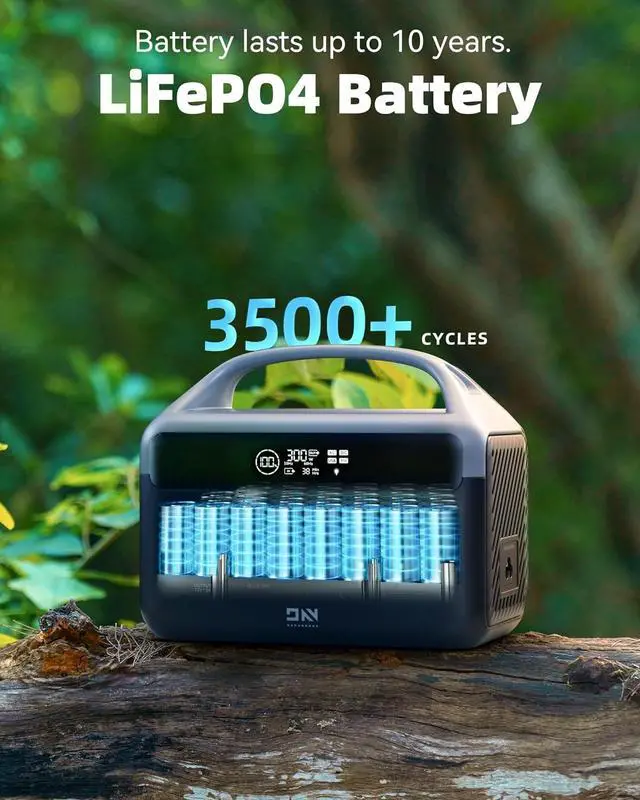 Alt view image 6 of 7 - Portable Power Station 56000mAh, 179.2Wh LiFePO4 Battery Backup w/ 2 300W (Peak 600W) AC Outlets, 1.5hrs Fast Charging, Power Bank for Hurricane Emergency/Outdoor Camping/RVs/Home Use