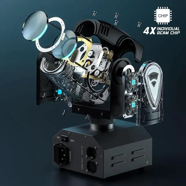 Alt view image 5 of 7 - DJ Lights Moving Head U`King Mini LED Moving Head Light RGBW Stage Lighting Beam Spot Lights by DMX 512 Sound Activated Control for Wedding Disco Party Indoor Christmas and Halloween(Set of 2)