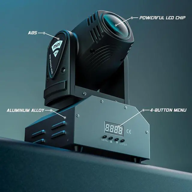 Alt view image 7 of 7 - DJ Lights Moving Head U`King Mini LED Moving Head Light RGBW Stage Lighting Beam Spot Lights by DMX 512 Sound Activated Control for Wedding Disco Party Indoor Christmas and Halloween(Set of 2)