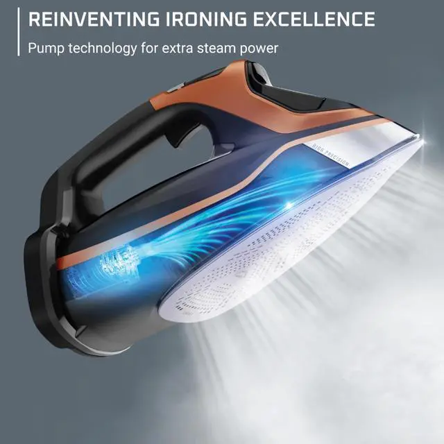 Alt view image 2 of 7 - Steam Force Pro Steam Iron for Clothes 1850 watts, 5 presets Smart Screen, Stainless Steel Soleplate, High-Efficiency Handheld Ironing, Black Copper, DW9580