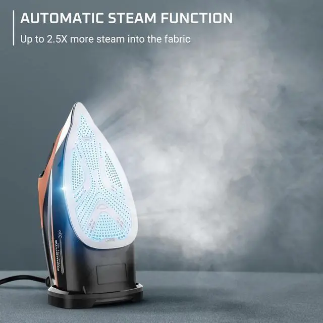 Alt view image 3 of 7 - Steam Force Pro Steam Iron for Clothes 1850 watts, 5 presets Smart Screen, Stainless Steel Soleplate, High-Efficiency Handheld Ironing, Black Copper, DW9580