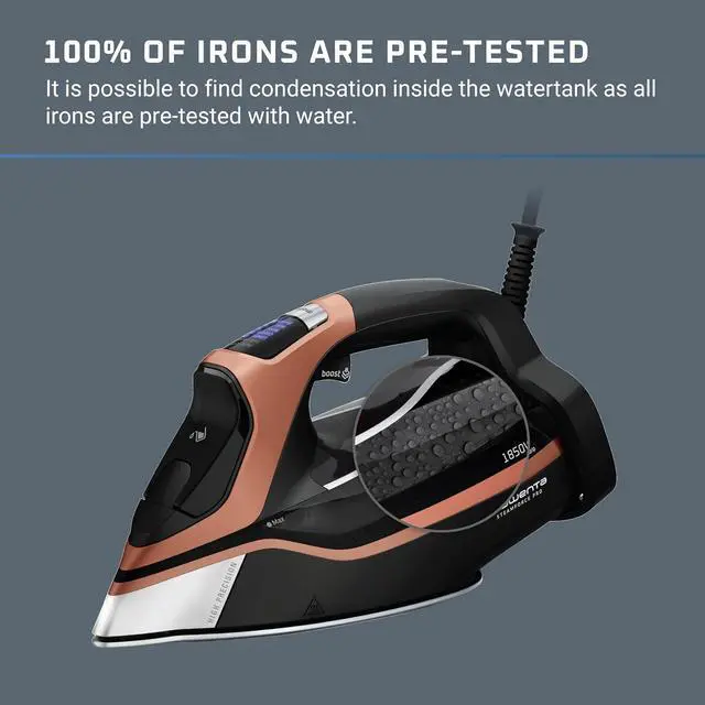 Alt view image 4 of 7 - Steam Force Pro Steam Iron for Clothes 1850 watts, 5 presets Smart Screen, Stainless Steel Soleplate, High-Efficiency Handheld Ironing, Black Copper, DW9580