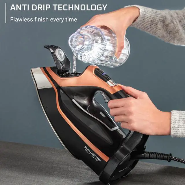 Alt view image 6 of 7 - Steam Force Pro Steam Iron for Clothes 1850 watts, 5 presets Smart Screen, Stainless Steel Soleplate, High-Efficiency Handheld Ironing, Black Copper, DW9580