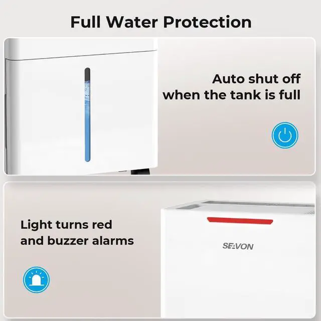 Alt view image 7 of 7 - 1500 Sq.ft Dehumidifier for Basement, SEAVON 21 Pint Dehumidifiers with Drain Hose for Home Large Room Bedroom Bathroom, Powerful Moisture Removal, Smart Humidity Control & Display, 24H Timer, 3 Mode