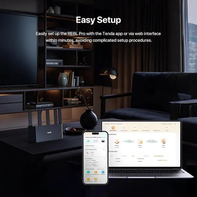 Alt view image 6 of 7 - BE5100 Dual Band Wi-Fi 7 Router (RE6L Pro)  1x2.5G + 3x1G Ports, Easy Setup, Security Protect, Parental Control, Access Point Mode, Vertical Design, MLO, VPN, NFC