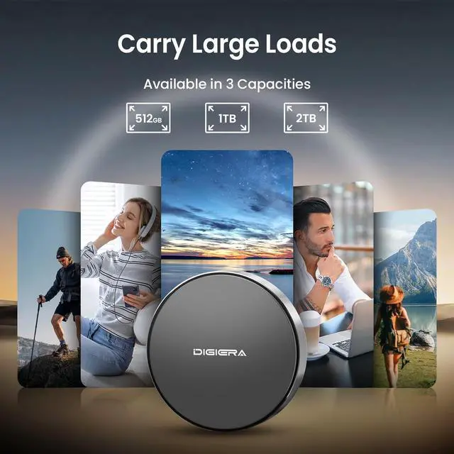 Alt view image 5 of 7 - 1TB Magnetic Portable SSD, External SSD with Type-C USB 3.2 Gen 2x2, Speeds Up to 2000MB/s, Compact & Durable, Ideal for Content Creators, Photographers, Gamers, Grey