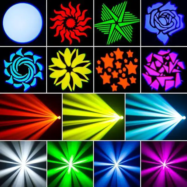 Alt view image 5 of 7 - 2PCS 60W LED Moving Head Light Stage Lights with Remote Control 8 GOBO 8 Pattern Spotlight by DMX Controlled 11 Channel with Sound Activated for Disco Club Party Stage Lighting Shows