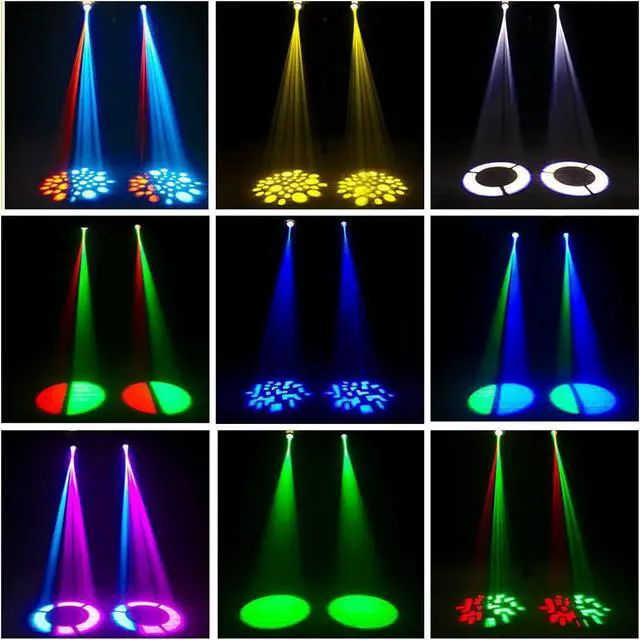 Alt view image 7 of 7 - 2PCS 60W LED Moving Head Light Stage Lights with Remote Control 8 GOBO 8 Pattern Spotlight by DMX Controlled 11 Channel with Sound Activated for Disco Club Party Stage Lighting Shows