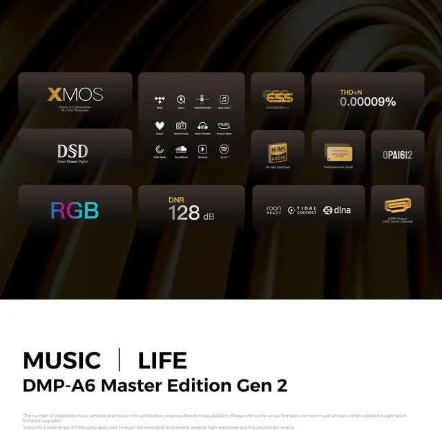 Alt view image 2 of 6 - DMP-A6 Master Gen 2-Black, Hi-Fi Music Streamer, Wireles Audio Player, Digital Music Streamer, DAC, Music Service&Streaming, DSD512, EOS Audio Engine,PCM768kHz/32Bit EVC Engine, Exclusive App