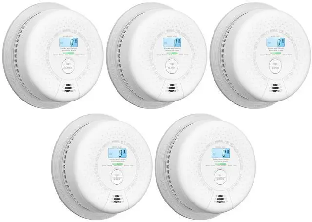 Main image of X-Sense Smoke Detector Carbon Monoxide Detector Combo, 10-Year Battery Smoke Detector with Display, 5-Pack