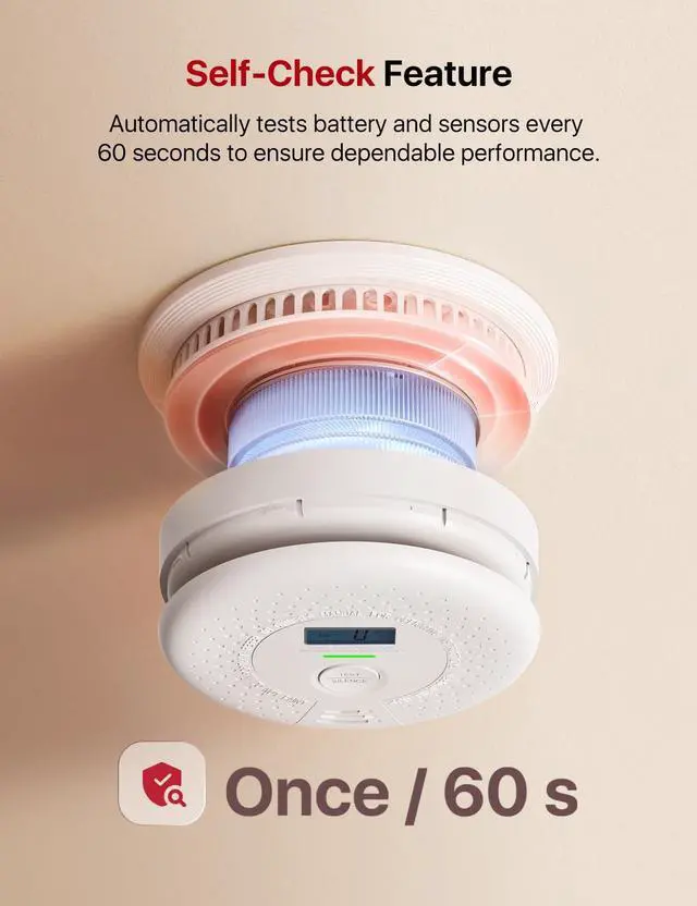 Alt view image 5 of 7 - X-Sense Smoke Detector Carbon Monoxide Detector Combo, 10-Year Battery Smoke Detector with Display, 5-Pack