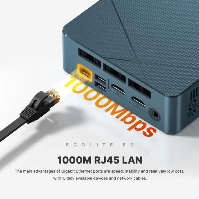 Alt view image 7 of 7 - E2 Mini PC Ryzen 5 3550H(Max 3.7GHz) Dual Channel DDR4 Mini Computers, 16GB RAM 512GB NVMe SSD, Dual HDMI, 4X USB Ports, 1x RJ45 Ethernet Ports, Wi-Fi 5, BT5.0
