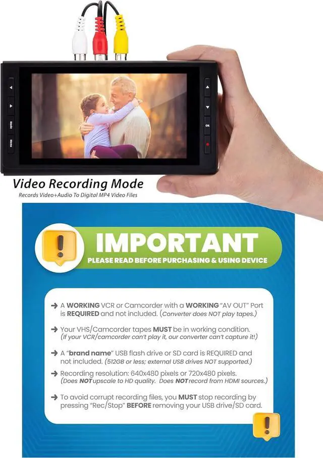 Alt view image 2 of 6 - Video to Digital Converter 3.0 (Third Generation) - Record Video & Audio from VCR's, VHS, AV, RCA, Hi8, Camcorder, DVD, Turntables, Cassette Tapes [Requires Working VCR/Camcorder & Tapes]