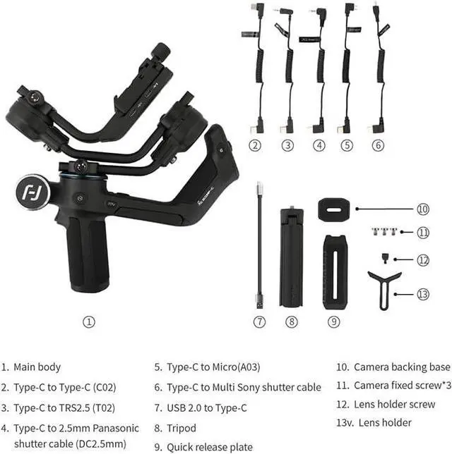Alt view image 7 of 7 - SCORP-C Gimbal Stabilizer for Cameras DSLR and Mirrorless Camera, 3-Axis Camera Gimbal, 5.5lbs Payload, for Sony 7 A6300/A6400 A7S3 a9/a7 for Canon 5D3/80D for Nikon D7500/Z5/Z6 II