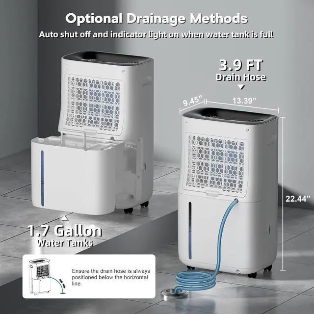 Alt view image 2 of 7 - 5000 Sq.Ft 80 Pint Dehumidifier for Basements with Large 6.5L Water Tank,24H Timer,Child Lock,Defrost,Silent,mold,4 Modes Operation Auto Shut-off