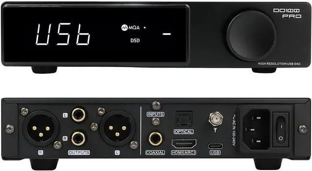 Main image of DO100 PRO HiFi Balanced DAC with 2X ES9039Q2M & XMOS XU316, 768kHz/DSD512 USB Audio MQA Decoder Preamp, Bluetooth 5.1/Opt/Coax/HDMI ARC Input, RCA/XLR Digital-Analog Converter for PS5/Amp