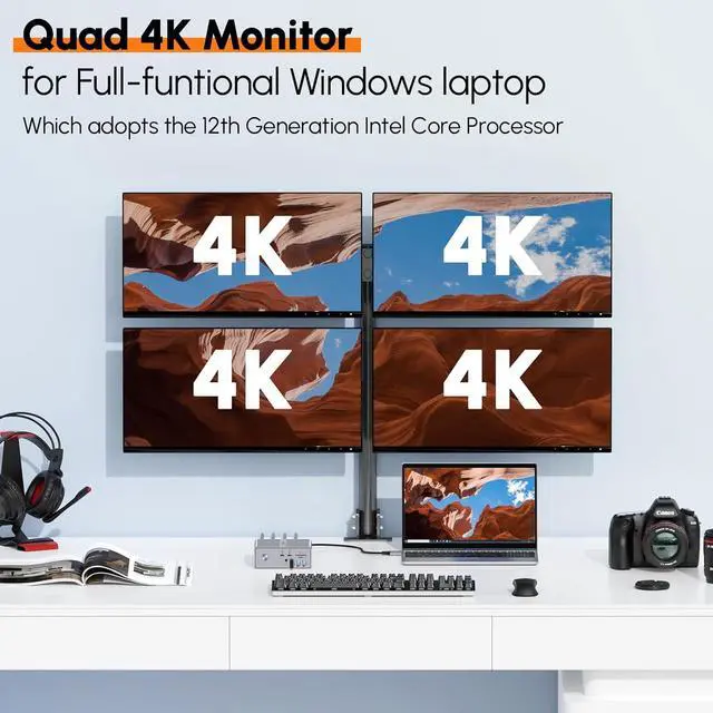 Alt view image 4 of 7 - TobenONE DisplayLink Docking Station Triple Monitor with 120W Power Adapter, Triple 4K Display for MacBook Pro/Air, Thunderbolt 4/3, USB-C Windows(3X HDMI, 3X DP, 2xUSB-C, 4xUSB 3.2, SD/TF)