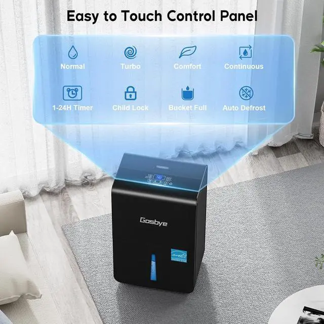 Alt view image 3 of 7 - 4500 Sq.Ft. Most Efficient Energy Star 2024 Dehumidifier for Basement with Drain Hose, Max 115 Pints/D Dehumidifier for Large Room, [45dB Quiet Compressor], Easy Drainage, Auto-restart, Black