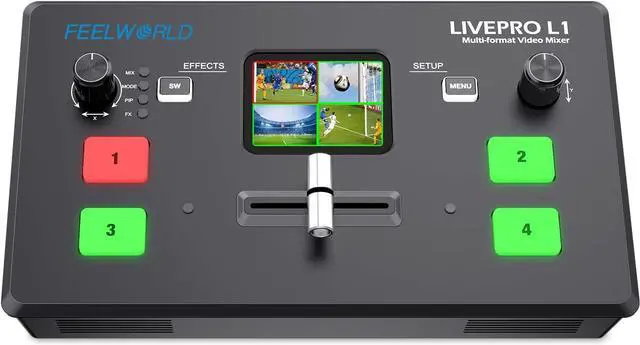 Main image of FEELWORLD LIVEPRO L1 V1 Multi Camera Video Mixer Switcher 2 Inch LCD Display 4 x HDMI Inputs USB 3.0 Output Format Real Time Production Live Streaming Lightweight