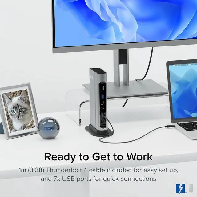 Alt view image 7 of 7 - Plugable 16-in-1 Thunderbolt 4 Dock  Dual 4K Monitors for M4 MacBook Air/Pro, 100W Charging, 2X HDMI, 2X DisplayPort, 2.5G Ethernet, 7X USB, MicroSD/SD Card Reader, Audio, Windows & USB4 Compatible