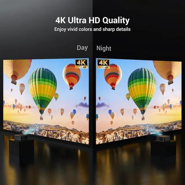 Alt view image 2 of 7 - 4K Home Theater Projector with WiFi 6 and Bluetooth 5.2, HAPPRUN 300'' Movie Projector for Indoor/Outdoor, Smart Proyector Compatible with Phone/TV Stick/PC/PS5