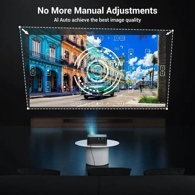 Alt view image 3 of 7 - 4K Home Theater Projector with WiFi 6 and Bluetooth 5.2, HAPPRUN 300'' Movie Projector for Indoor/Outdoor, Smart Proyector Compatible with Phone/TV Stick/PC/PS5