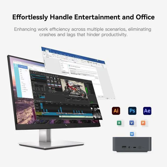 Alt view image 7 of 7 - EQR5 Mini Pc, Ryzen 7 5825U(8C/16T,up to 4.5GHz),Mini Computer with 32GB DDR4 RAM/500GB M.2 PCle3.0 SSD,Micro Pc Support 4K FPS,WiFi6/BT5.2/USB3.0/Home/Office/Game