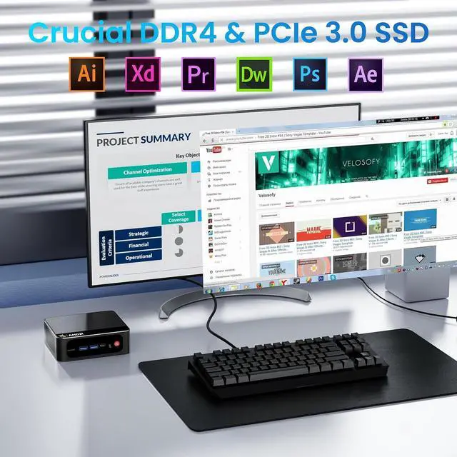 Alt view image 5 of 7 - Mini PC  Ryzen 7 5825U Up to 4.5GHz 8C/16T, SER5 32GB RAM 500GB SSD Graphics 8core 2000 MHz, M2 SSD NVME 2280 Mini Computer WiFi 6/BT5.2/HDM/DP/USB3.2,Gaming/Office