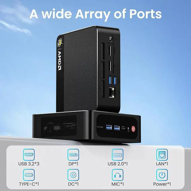 Alt view image 7 of 7 - Mini PC  Ryzen 7 5825U Up to 4.5GHz 8C/16T, SER5 32GB RAM 500GB SSD Graphics 8core 2000 MHz, M2 SSD NVME 2280 Mini Computer WiFi 6/BT5.2/HDM/DP/USB3.2,Gaming/Office