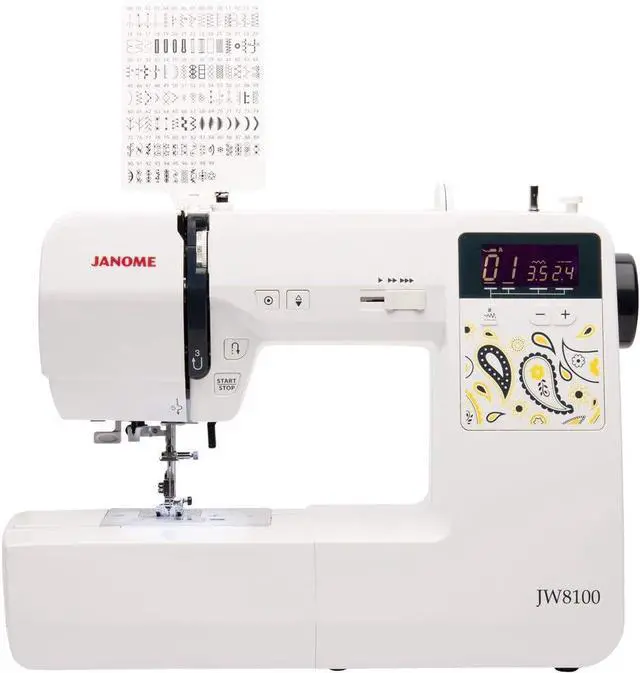 Alt view image 2 of 7 - JW8100 Fully-Featured Computerized Sewing Machine with 100 Stitches, 7 Buttonholes, Hard Cover, Extension Table and 22 Accessories