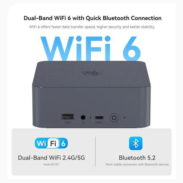 Alt view image 5 of 7 - EQi12 Mini PC,  Core i5 12450H(8C/12T, Up to 4.4GHz), 24GB LPDDR5 5200MHz 1TB PCle4.0 SSD, Mini Computer Dual HDMI Display 4K, Dual Gigabit LAN, WiFi6/BT5.2/Office Micro PC