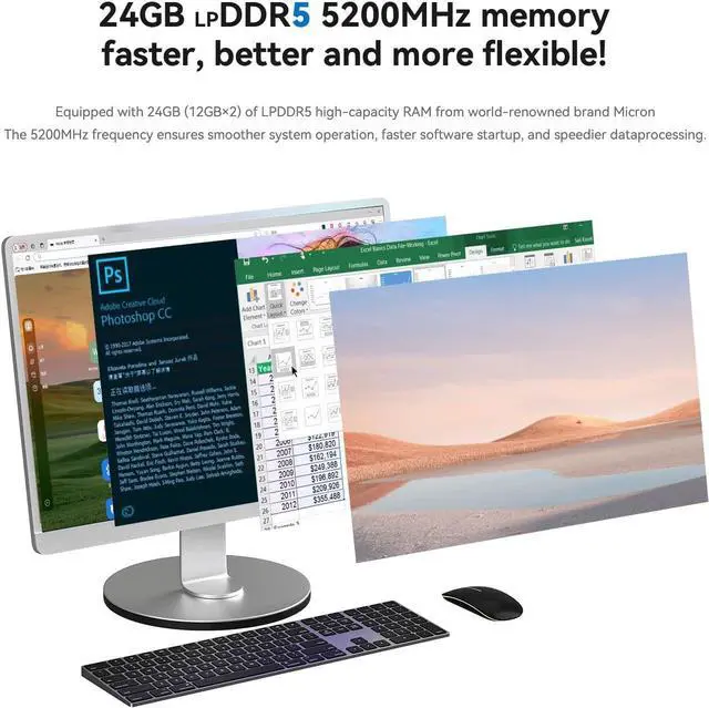 Alt view image 7 of 7 - EQi12 Mini PC,  Core i5 12450H(8C/12T, Up to 4.4GHz), 24GB LPDDR5 5200MHz 1TB PCle4.0 SSD, Mini Computer Dual HDMI Display 4K, Dual Gigabit LAN, WiFi6/BT5.2/Office Micro PC