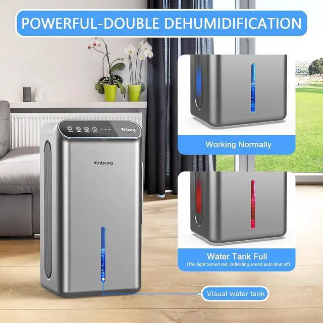 Alt view image 5 of 7 - 85 OZ Dehumidifier for Home, 801 sq ft Quiet Dehumidifier with Drain Hose, Reusable Filter, Sleep Mode, Auto Shut Off, Timer, Portable for Bedroom Bathroom, Basement